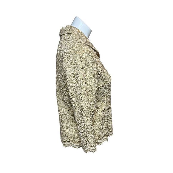 Talbots vintage metallic gold lace overlay evening jacket size 4 - Picture 5 of 16